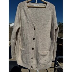 Cavalini‎ Oatmeal Flecked Wool Blend Cardigan Sweater Women's Medium